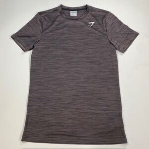 Gymshark Mens S Space Dye Performance Training T-Shirt Dark Brown Short Sleeve